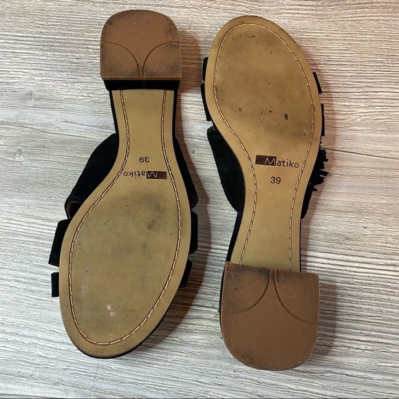 Matiko black slip on suede leather and leather lining mule sandals size 39 - Picture 7 of 10